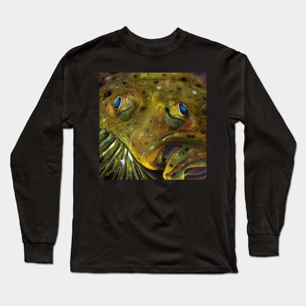 The Summer Flounder Painting Long Sleeve T-Shirt by fishweardesigns